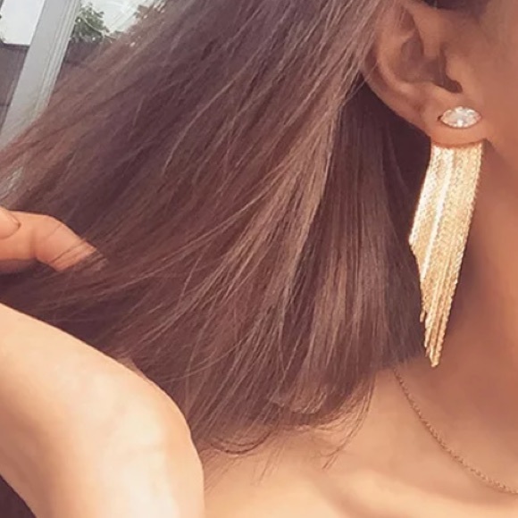 Gold plated tassels crystal earrings - Picture 4 of 6